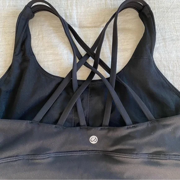 CRZ Longline Sports Bra Black Strappy Energy Bralette Yoga Workout Barre Run - Picture 3 of 5
